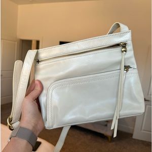 Cream white leather HOBO crossbody bag